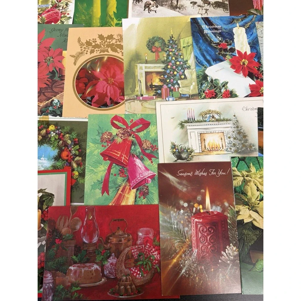 Vintage Christmas Cards Fronts ONLY Traditional Scrapbooking Decoupage Lot 50+